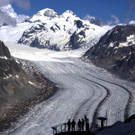 Blick auf dem Aletschgletscher in der Schweiz. Themenbild: Gletscherschmelze