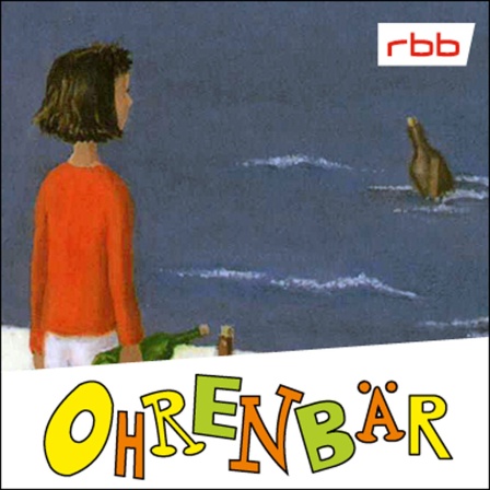 Bunte Zeichnung: Giraffe und Mädchen schauen aufs Meer, darin Flaschen (Quelle: Melanie Kemmler)