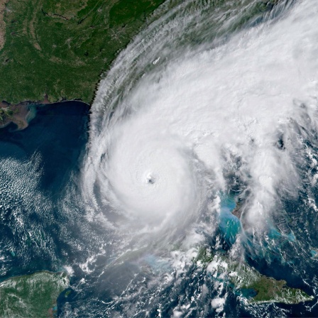 Ein Satellitenbild auf den Hurrikan Ian in Florida, mit Augenwand.