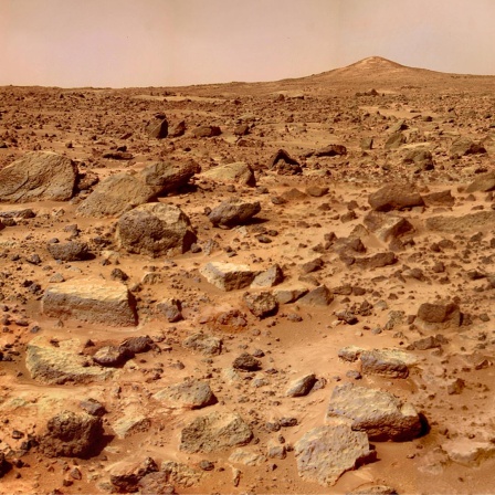 Die steinige Oberfläche des Planeten Mars