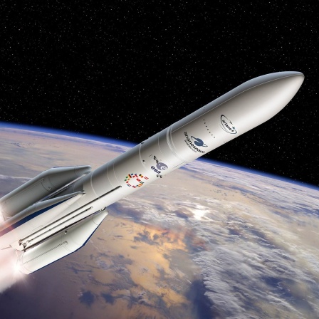 Künstlerische Darstellung der neuen europäischen Trägerrakete "Ariane 6".