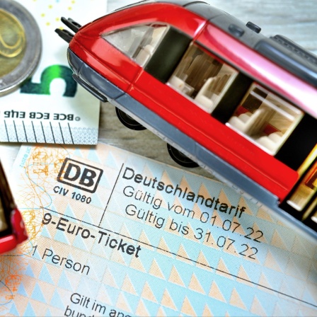 Neun-Euro-Ticket mit Bahn- und Busmodell