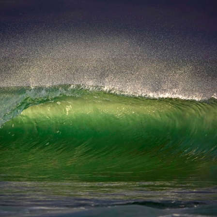 Eine grün durchscheinende Welle bricht