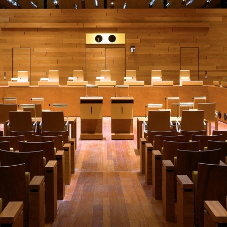 Ein Sitzungssal am Europäischen Gerichtshof
