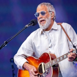 Yusuf Islam, also known as Cat Stevens, performs during Glastonbury Festival in Somerset, England, Sunday, June 25, 2023.