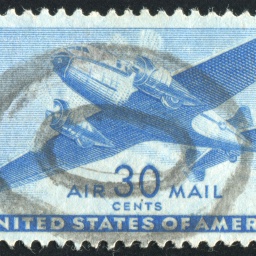 Alte Briefmarke mit Flugzeugmotiv (ca. 1939)