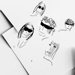 Skizzenhafte Zeichnung der Band Velvet Underground
