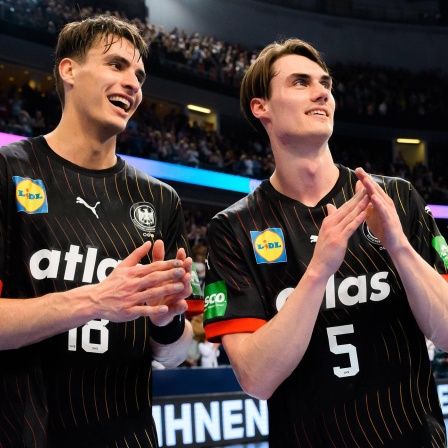 Julian Köster und Miro Schluroff gut gelaunt