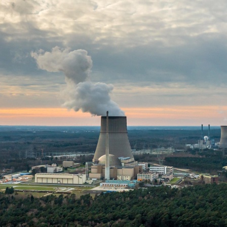 Das Kernkraftwerk Emsland (Luftaufnahme mit einer Drohne). 