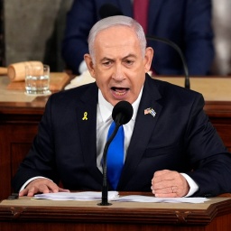 Der israelische Ministerpräsident Benjamin Netanyahu spricht im US-Kongress. 