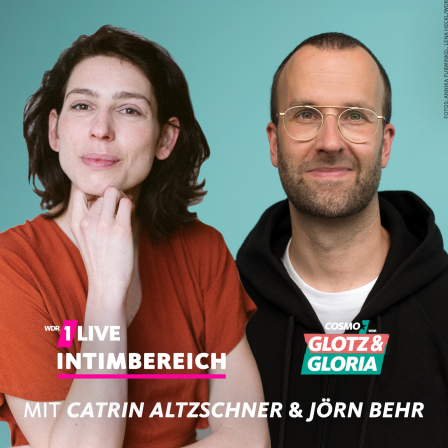 Die Hosts von "1LIVE Intimbereich" und "Glotz und Gloria": Jörn Behr und Catrin Altzschner