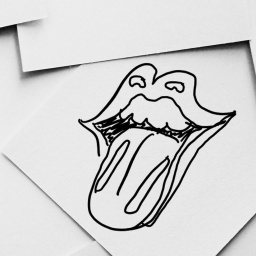 Eine Zeichnung, mit einem Mund, der die Zunge herausstreckt.