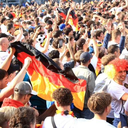 Symbolbild: Fußball-Fans vor dem Brandenburger Tor in Berlin