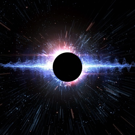 Illustration der Explosion eines Schwarzen Lochs im Universum