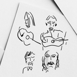 Eine Zeichnung von Crosby Stills Nash & Young jung

