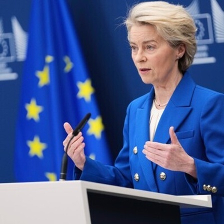 Ursula Von der Leyen bei einer Pressekonferenz Februar 2025