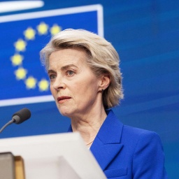 EU-Kommissionspräsidentin Ursula von der Leyen während einer Pressekonferenz. 