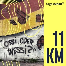 Wandbild von Caspar Kirchner mit der deutschen Nationalflagge und dem Schriftzug "Ossi oder Wessi?