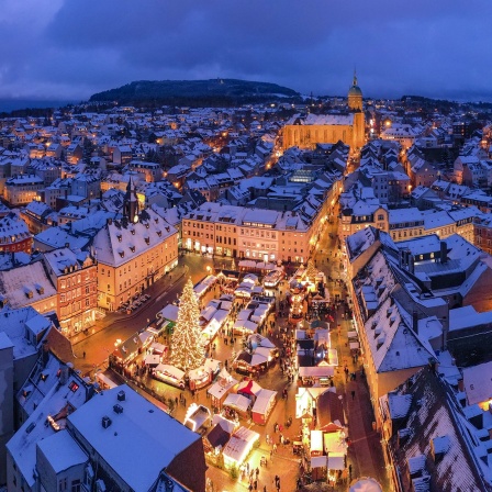 Weihnachtsmarkt Annaberg Buchholz von oben