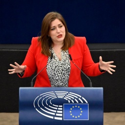 Svenja Hahn spricht im Plenarsaal des Europäischen Parlaments in Straßburg.