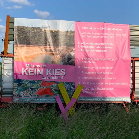 Plakat zum Widerstand gegen den Kiesabbau am Niederrhein