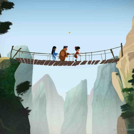 Prinzessin Shi La Won, Luigi und Marco überqueren eine Hängebrücke