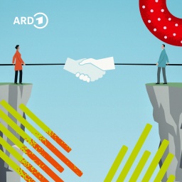 Eine Illustration von einem Paar, dass sich freundschaftlich die Hände reicht.