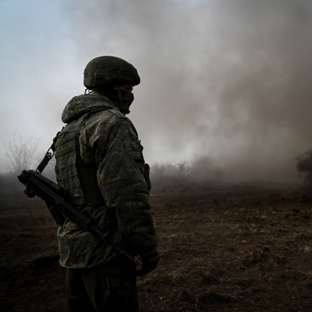 Soldat während Militäroperation in Donezk