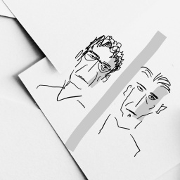 Skizzenhafte Zeichnung der Sänger Lou Reed und John Cale