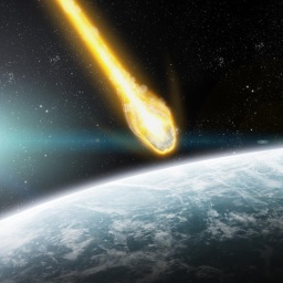 Illustration: Blick aus dem Weltall auf den Einschlag des Chicxulub-Asteroiden.