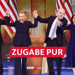 Satirische Fotomontage: Jubelnde US-Demokraten mit Köpfen von Olaf Scholz, Christian Lindner, Annalena Baerbock und Robert Habeck