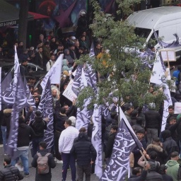 Islamisten demonstrieren auf dem Steindamm in Hamburg.