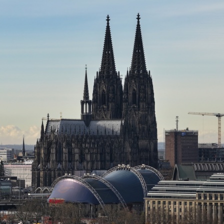Der Kölner Dom (Luftaufnahme mit Drohne). | Bild: picture alliance/dpa | Sascha Thelen