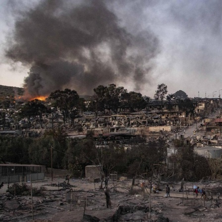 Ein Feuer zerstört am 9. September 2020 Griechenlands größtes Flüchtlingslager Moria auf der Insel Lesbos.