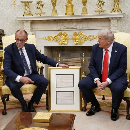 Bundeskanzler Friedrich Merz (l., CDU) zu Besuch bei US-Präsident Donald Trump.