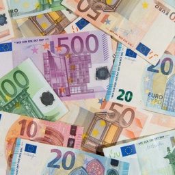 Zahlreiche verschiedene Euro-Geldscheine, aufgenommen am 29.12.2015 in Hamburg.