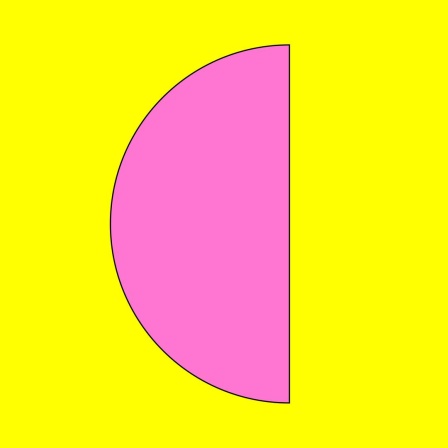 Die Grafik zeigt einen pinken Halbmond auf einem gelben Rechteck.