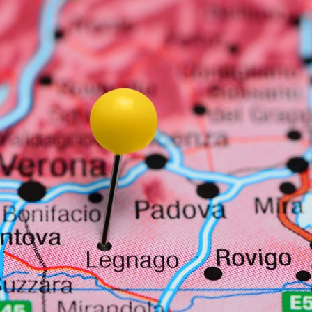 Legnago, markiert auf einer Karte von Italien.