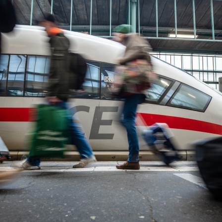 Ein ICE steht in einem Bahnhof