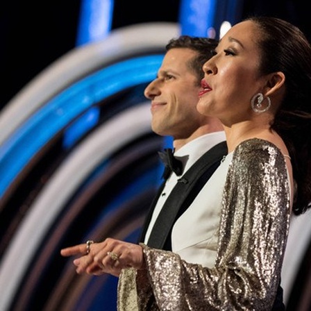 Andy Samberg and Sandra Oh moderieren die 76. Golden Globes im Beverly Hilton in Beverly Hills (06.01.2019)