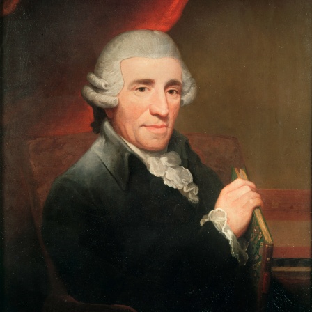 Portrait von dem Komponisten Joseph Haydn auf einem Gemälde in London, Thomas Hardy, 1792.