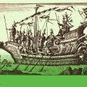 Ein Schiff, Argonauten Meleager und Tydeus angeführt von Cupido, aus der Serie: Der prächtige Festzug am Arno in Florenz zur Hochzeit des Großherzogs  für die Hochzeitsfeier von Cosimo de Medici in Florenz, 1608