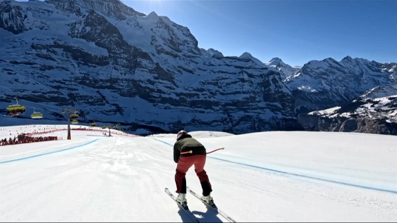 Sportschau Wintersport - Streckenbesichtigung: Neureuther, Berthoud Und Feuz Auf Der Abfahrt In Wengen