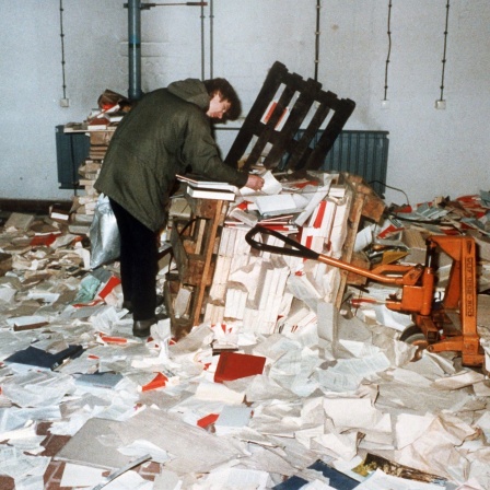Das verwüstete ehemalige Amt für Nationale Sicherheit der DDR (Stasi) im Stadtteil Lichtenberg.