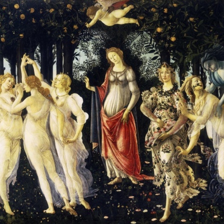 Abbildung des Gemäldes La Primavera, von Sandro Botticelli, konserviert in der Uffizien-Galerie in Florenz.