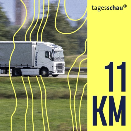 LKW auf der Autobahn A96 bei Mindelheim. 