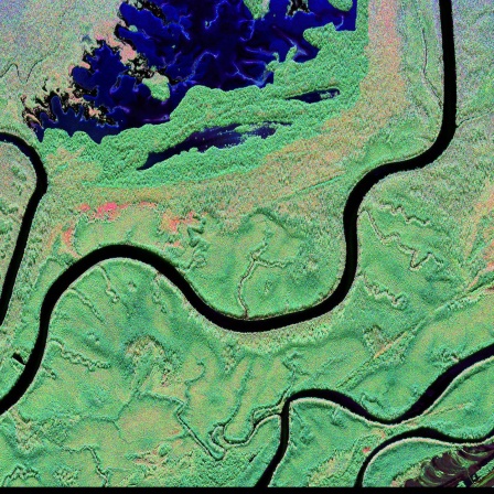 Radar-Satellitenbild des Regenwaldes, aufgenommen vom DLR-Forschungsflugzeug, welches Daten sammelt um die Waldbiomasse zu ermitteln.