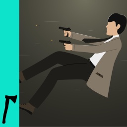 Illustration: Ein Mann schießt aus der Luft.