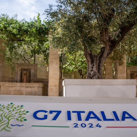 Das Logo zum Gipfeltreffen der G7-Staaten in Borgo Egnazia in Italien.