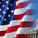Bildmontage: USA-Flagge vor dem Kapitol in Washington.
